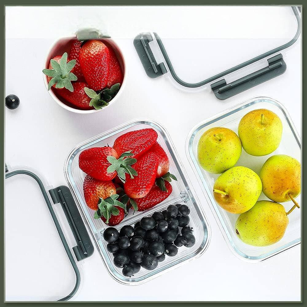 Glass Meal Prep Containers 10-Pack Airtight Borosilicate Glass Food Storage with Lids Microwave Freezer Safe Set