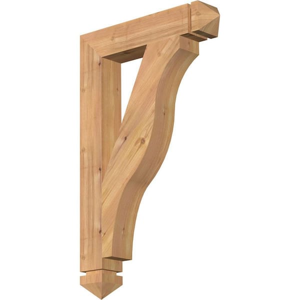 Ekena Millwork 3.5 in. x 32 in. x 20 in. Western Red Cedar Funston Arts and Crafts Smooth Bracket