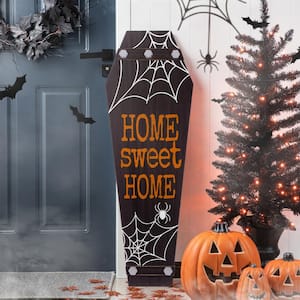 42 in. H Halloween Wooden Coffin Porch Leaning Decor