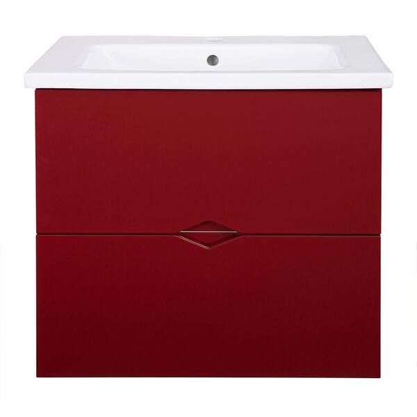 Schon Esley 23.5 in. Vanity in Gloss Red with Vitreous China Vanity Top in White