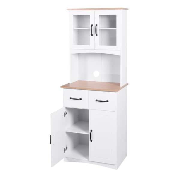 15.75 in. D × 23.62 in. W × 66.90 in. H Wood Kitchen Pantry Storage Cabinet with Doors, Drawer, Ready to Assemble, White