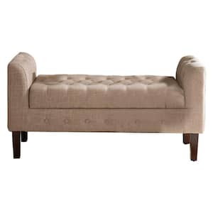 Marceille Upholstered Ottoman Light Brown Microfiber Dining Bench Storage Size: 46 in. W x 17.5 in. L x 23 in. H