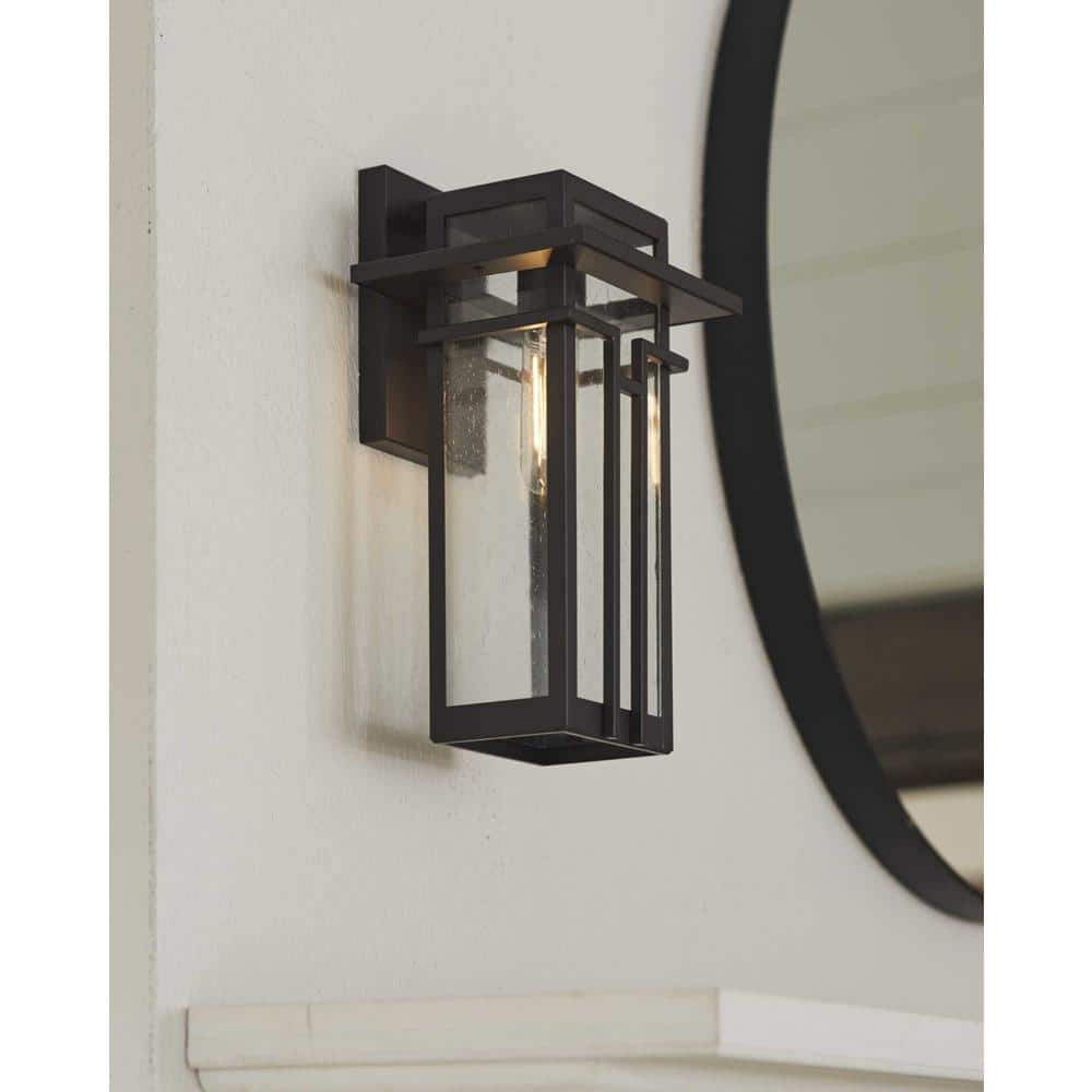 Antique Bronze Direct Wired Lantern Sconce with Clear Glass