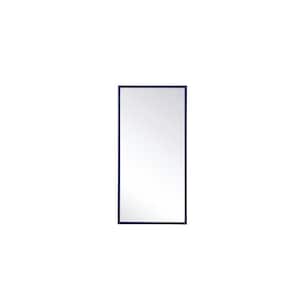 Timeless Home 28 in. W x 14 in. H x Modern Metal Framed Rectangle Blue Mirror