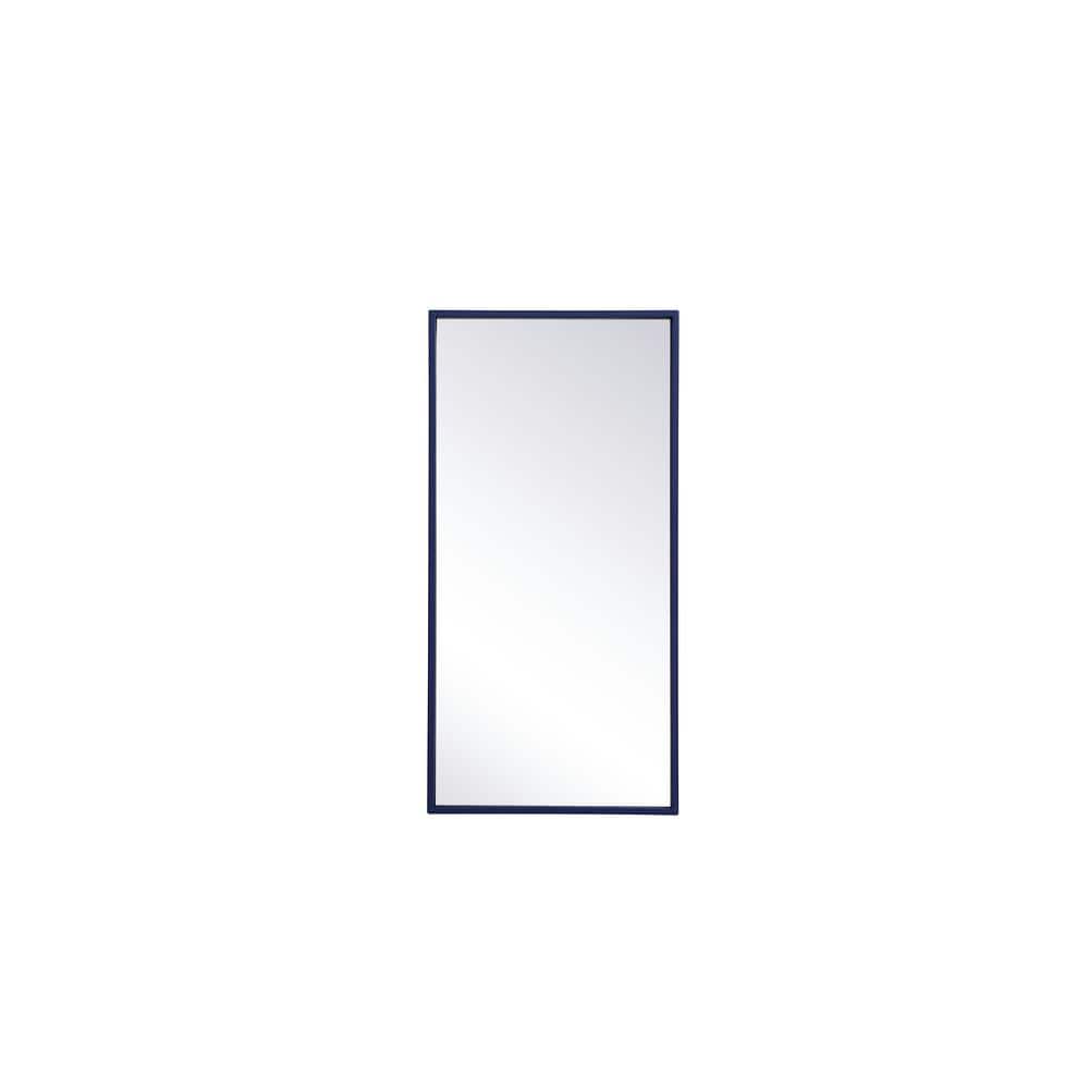 Small Rectangle Blue Modern Mirror (14 in. H x 28 in. W) WM82856Blue
