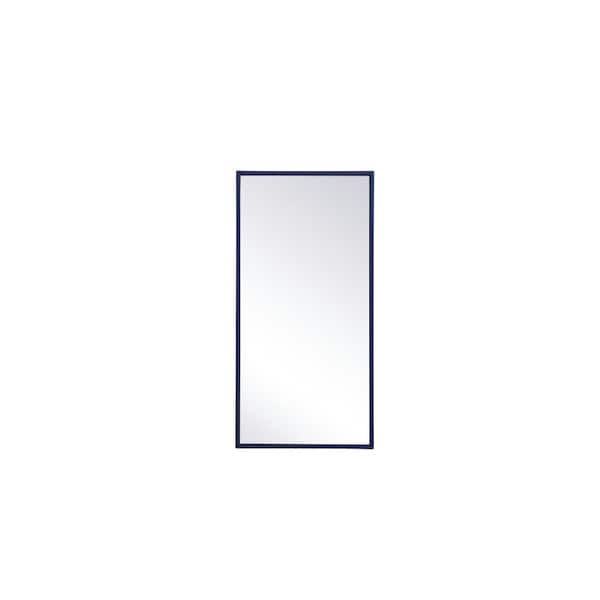 Unbranded Small Rectangle Blue Modern Mirror (14 in. H x 28 in. W)