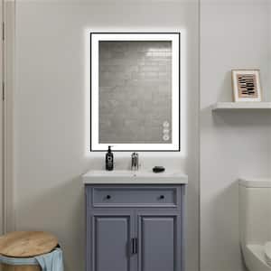 20 in. W x 28 in. H Small Rectangular Framed LED Waterproof Wall Mount Bathroom Vanity Mirror with Memory Function