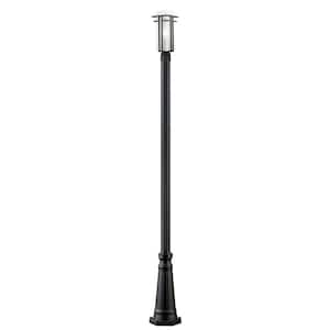 Abbey 1-Light Black 111 in. Steel Hardwired Outdoor Weather Resistant Post Light Set with No Bulb Included