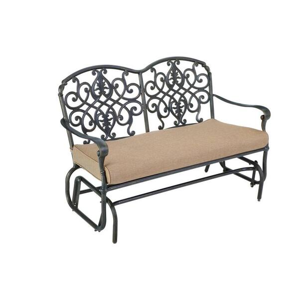 Hampton Bay Edington 2013 Patio Double Glider with Textured Umber Cushions-DISCONTINUED