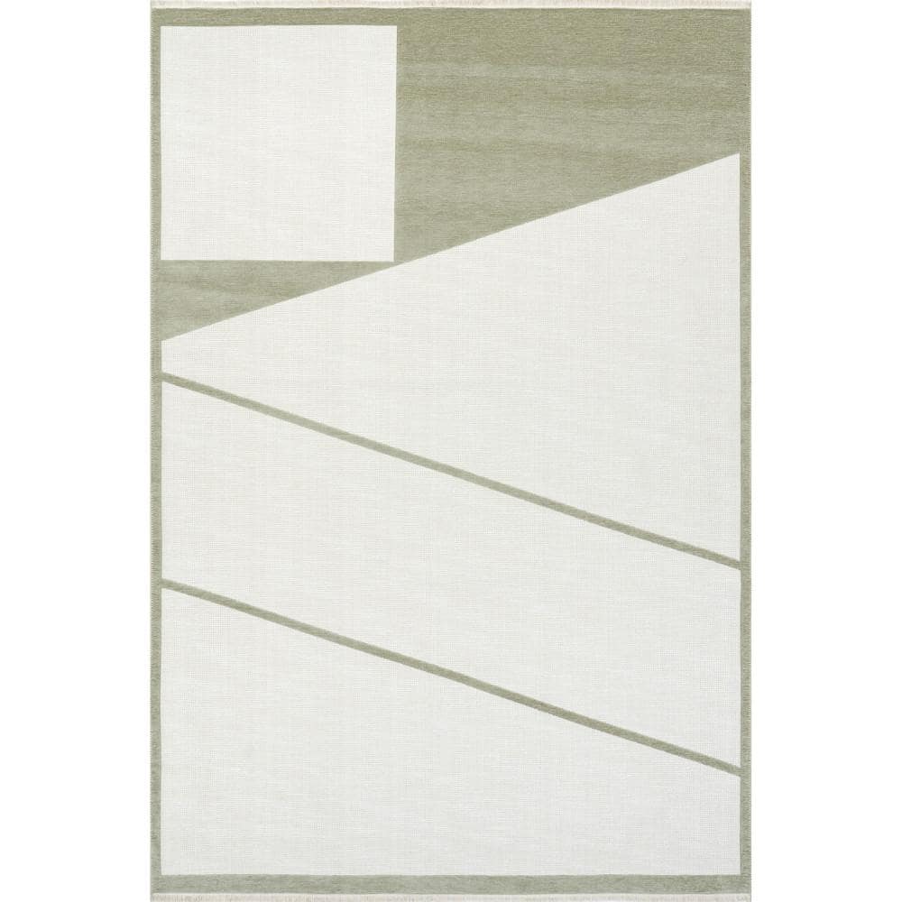Murphy Machine Washable Reversible Green 4 ft. x 6 ft. Modern Area Rug price history on PriceWatchPro