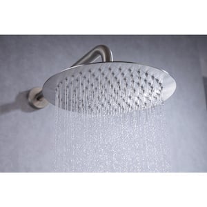 Mondawell Round 1-Spray Patterns 10 in. Wall Mount Rain Fixed Shower Head with Valved Included in Brushed Nickel