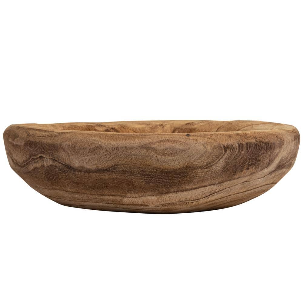 Handcrafted Earthy Paulownia Wood Decorative Bowl Set - 19.8"