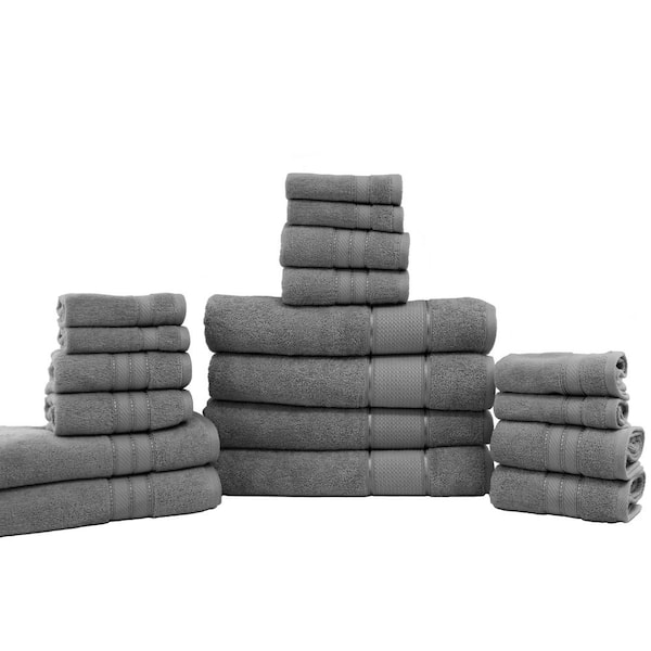 MODERN THREADS Spunloft 18-Piece Charcoal Solid Cotton Towel Set