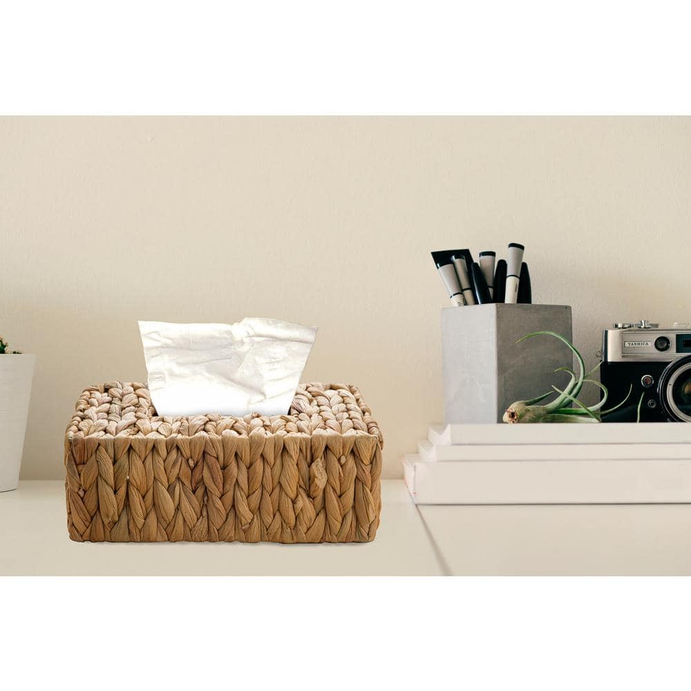 Natural Water Hyacinth Wicker Rectangular Tissue Box Cover