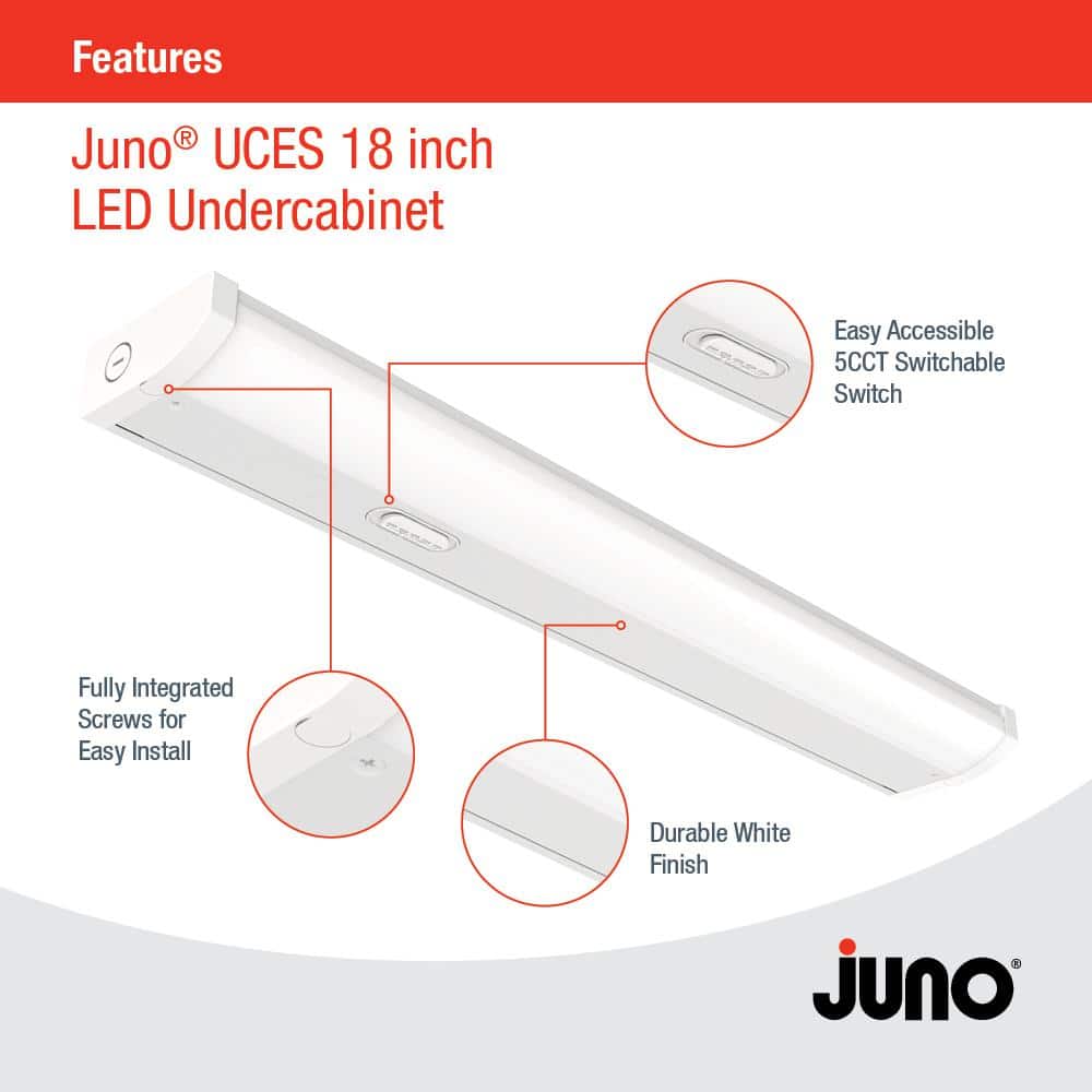 18-inch Gloss White Metal LED Under Cabinet Light Bar