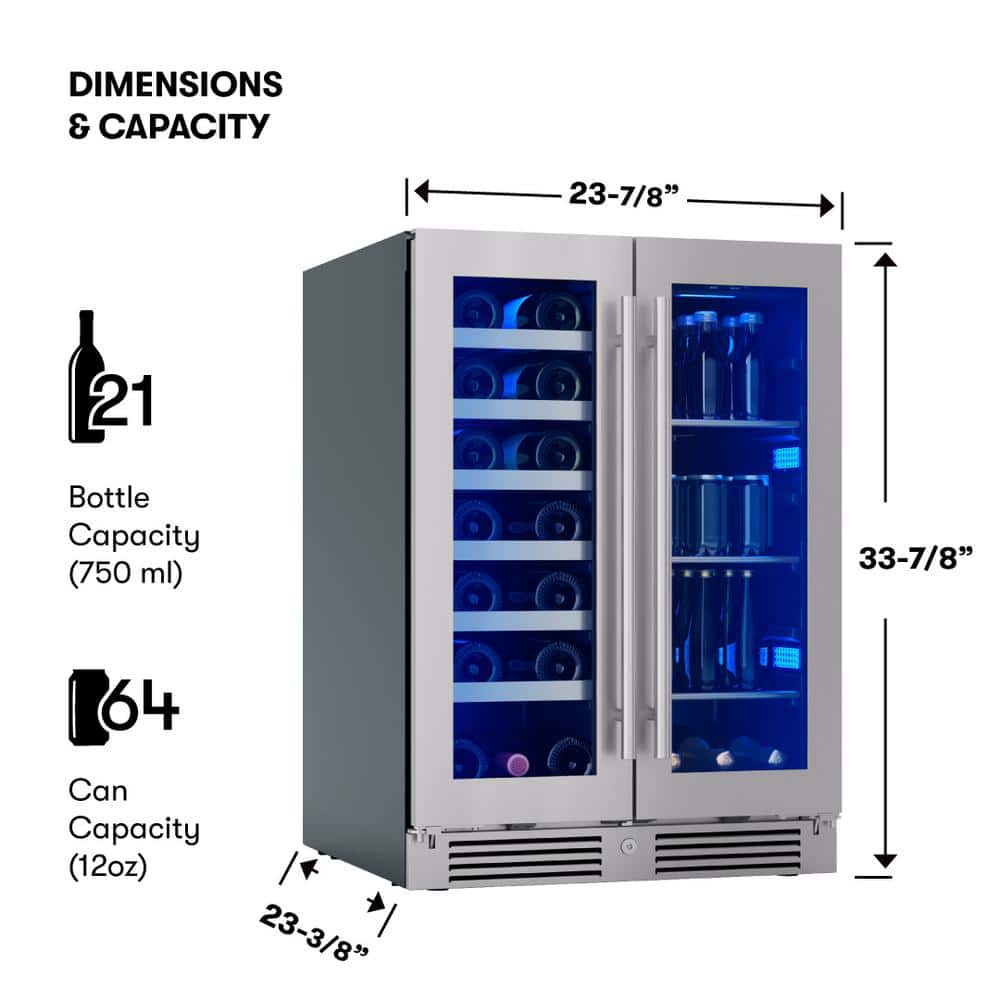 Zephyr 24" Stainless Steel Dual Zone Wine and Beverage Cooler