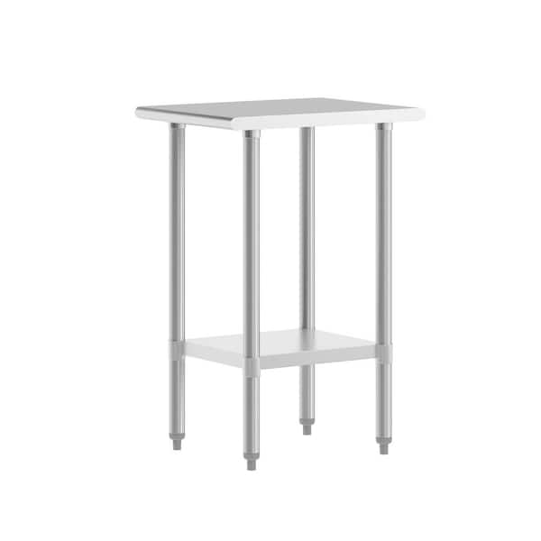 Reese Stainless Steel Metal 18.0 in. Portable Kitchen Prep Table with Adjustable Galvanized Steel Undershelf