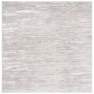 Orchard Gray/Gold 3 ft. x 3 ft. Striped Square Area Rug