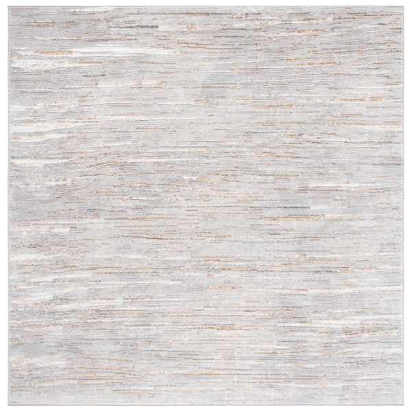 SAFAVIEH Orchard Gray/Gold Doormat 3 ft. x 3 ft. Striped Square Area Rug