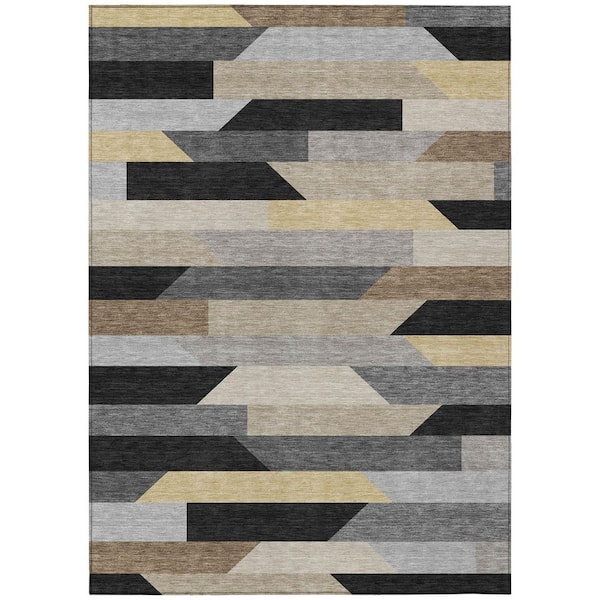 Chantille Machine Washable Indoor/Outdoor Abstract ACN3113 Graphite 10 ft. x 14 ft. Area Rug