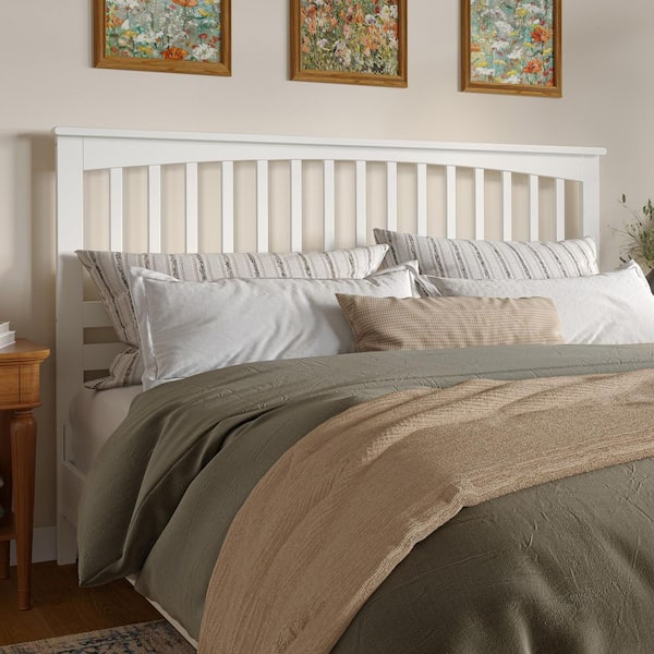 AFI Mission White Solid Wood King Headboard with Attachable Turbo USB Device Charger