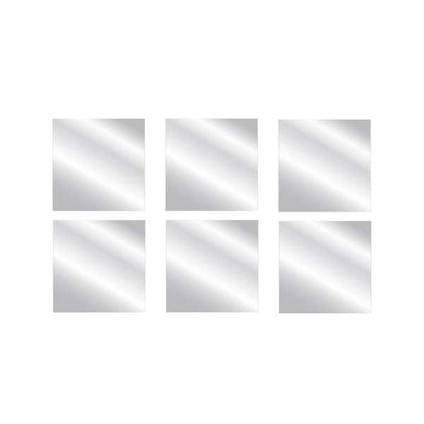 12 in. W x 12 in. H Frameless Square Plain Edge Wall Bathroom Vanity Mirror in Silver