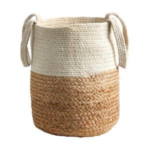 12.5 in. Natural Handmade Jute and Cotton Basket Planter