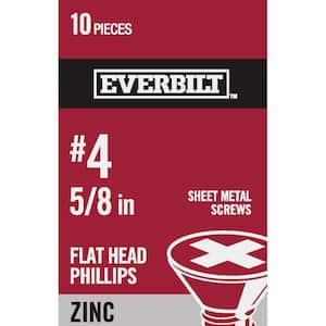#4 x 5/8 in. Phillips Flat Head Zinc Plated Sheet Metal Screw (10-Pack)
