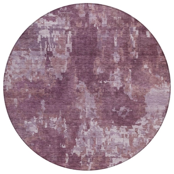 Chantille Machine Washable Indoor/Outdoor Abstract ACN2361 Merlot 8 ft. x 8 ft. Round Rug
