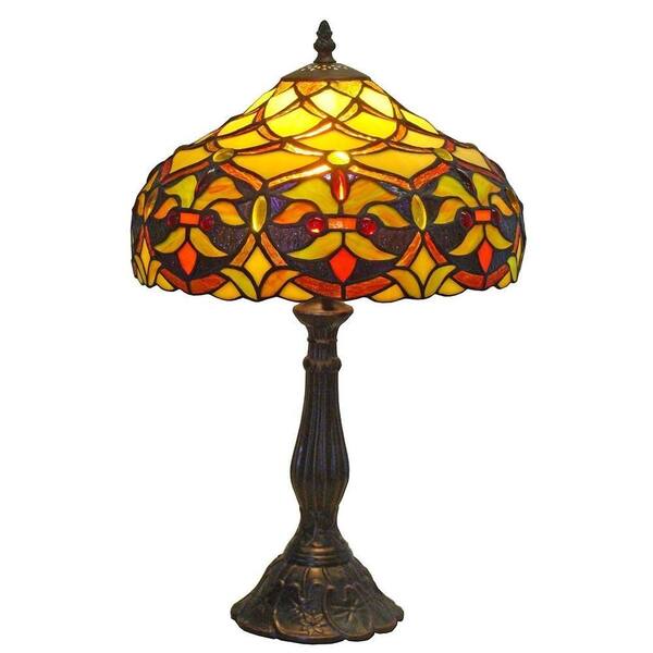 Amora Lighting 19 in. Tiffany Style Floral Table Lamp