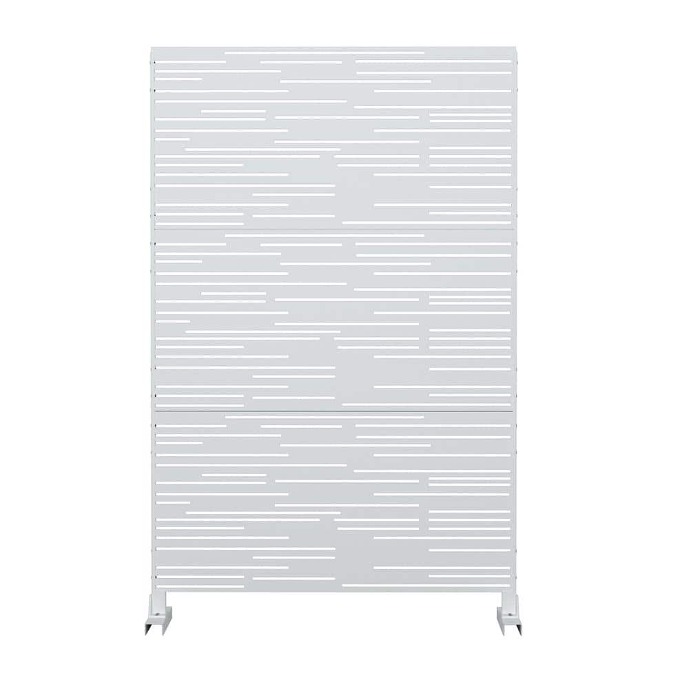 Tunearary 76 in. White Outdoor Galvanized Steel Garden Fence Metal