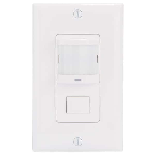 IOS Series 500-Watt In-Wall PIR Vacancy and Occupancy Sensor Switch Decorator 150-Degree Coverage Pattern, White