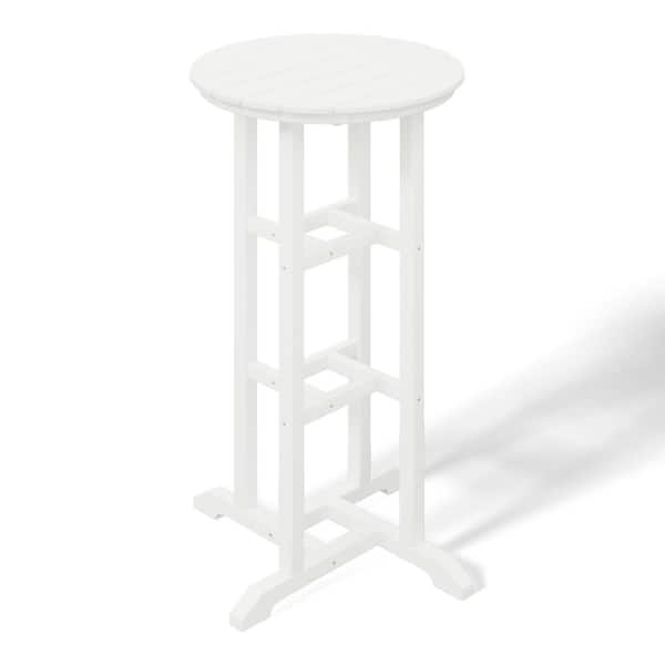 WESTIN OUTDOOR Laguna 24 in. Round Pub Height HDPE Plastic Dining Outdoor Bar Bistro Table in White