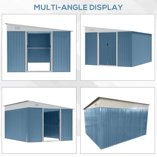 GAhouses119冊 Outsunny 8' x 4' Metal Garden Shed, Backyard Tool Storage Shed