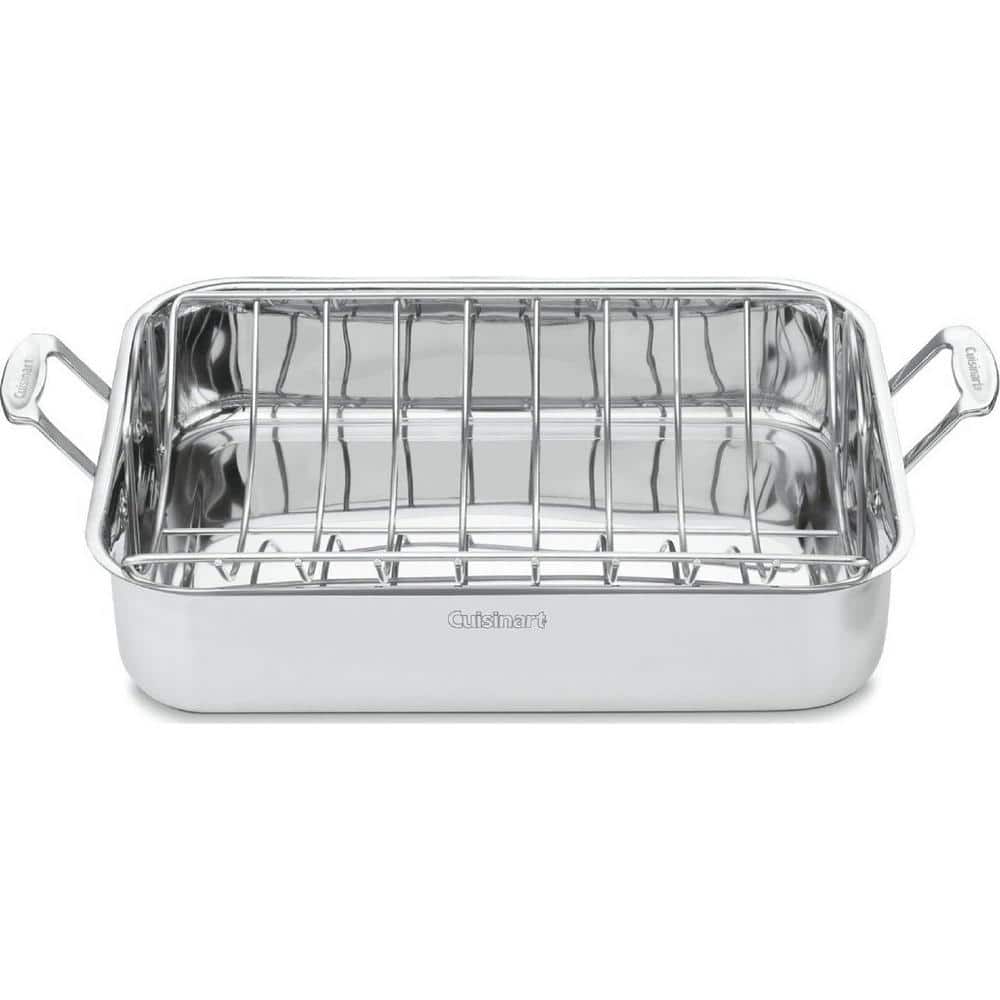 16 in. Stainless Steel Heavy-Duty Rectangular Roasting Rack Hassle Free wit