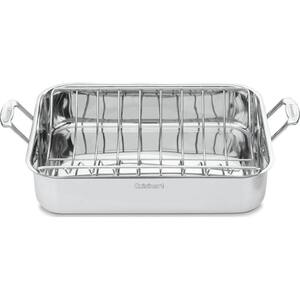 16 in. Stainless Steel Heavy-duty Rectangular Roasting Rack Hassle Free with Riveted Handle