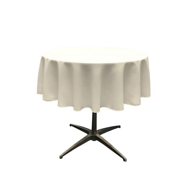 LA Linen 58 in. Round Ivory Polyester Poplin Tablecloth