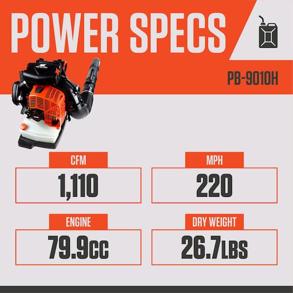 220 MPH 1110 CFM 79.9 cc Gas 2-Stroke X Series Backpack Blower with Hip-Mounted Throttle