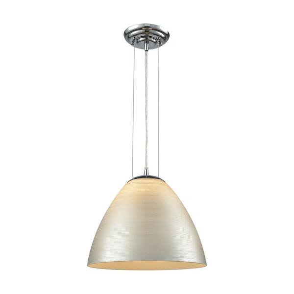 Titan Lighting Merida 1-Light Polished Chrome with Silver Linen Glass Pendant