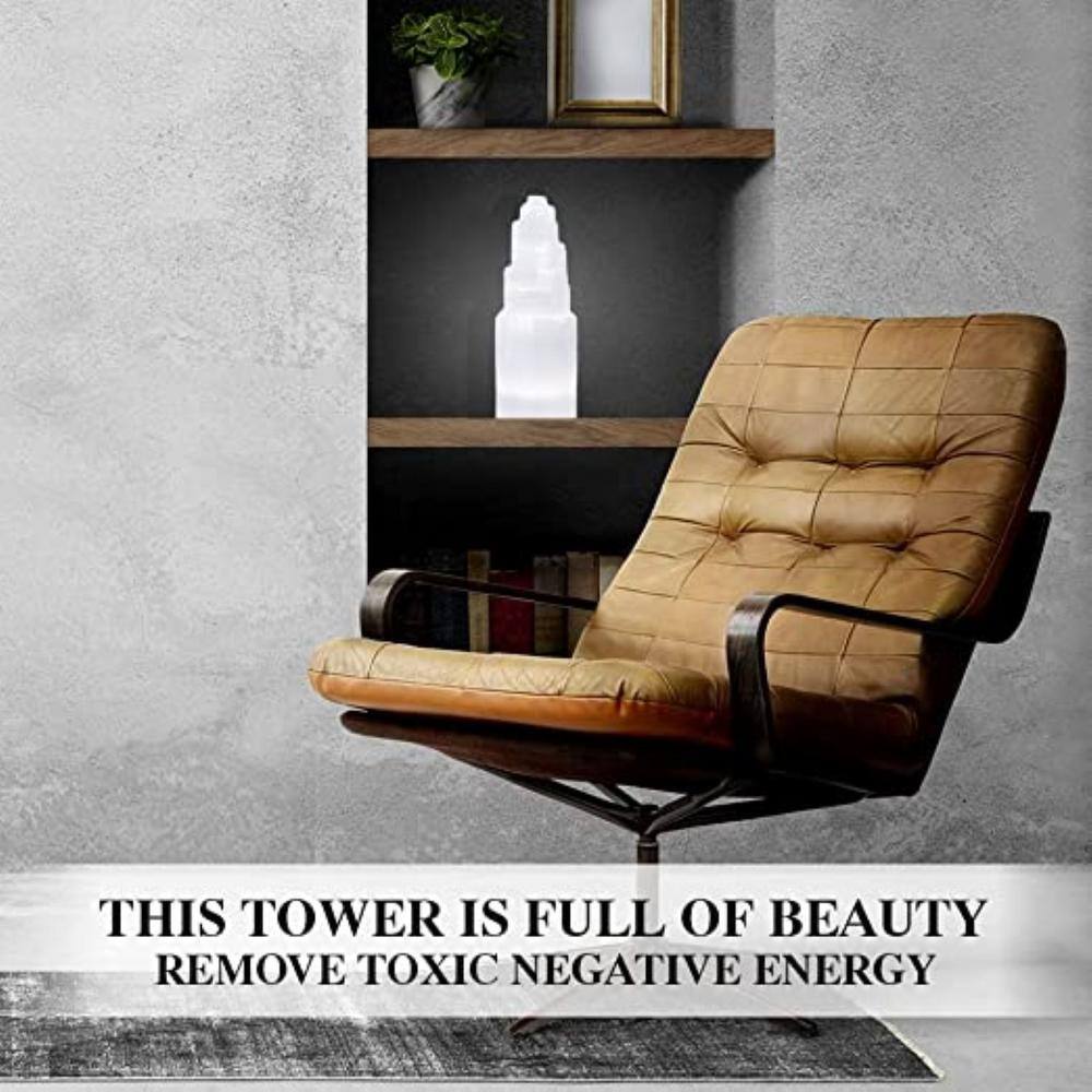 15cm White Selenite Crystal Tower Lamp