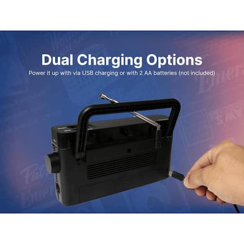 Black AM/FM/WB Radio with Telescopic Antenna Electronics