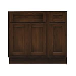 36 in. W x 21 in. D x 32.5 in. H Bath Vanity Cabinet without Top in Brown