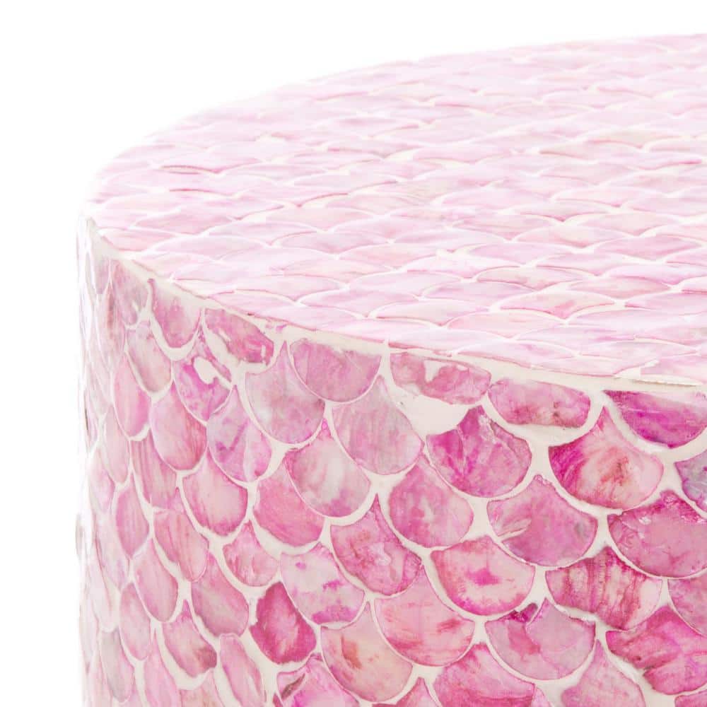 Emberlyn 22" Dark Pink Round Wood Accent Table