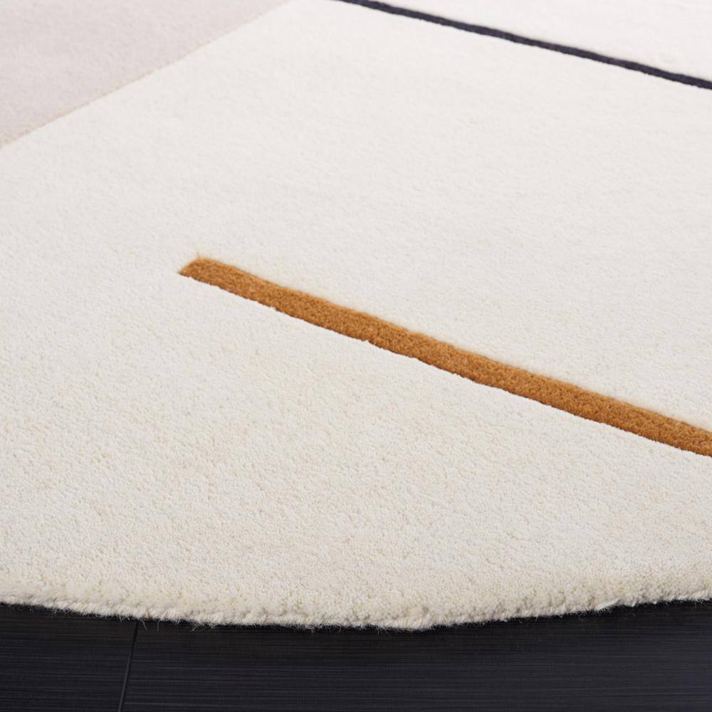 Handmade Black and Ivory Wool Round Tufted Rug