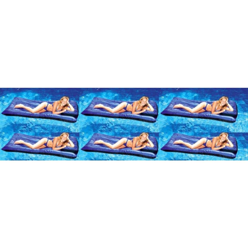 Swimline Swimming Pool Inflatable Fabric Covered Air Mattresses Oversized (6 pack), Blue -  6 x 9057