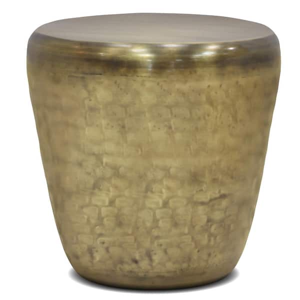 Simpli Home Garvy Industrial 20 in. Wide Metal Accent Side Table in Antique Gold, Fully Assembled