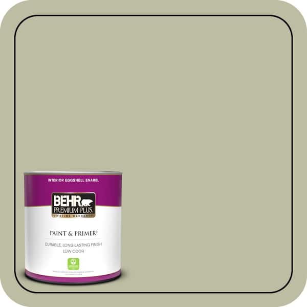 BEHR PREMIUM PLUS 1 qt. #ICC-57 Dried Thyme Eggshell Enamel Low Odor Interior Paint & Primer