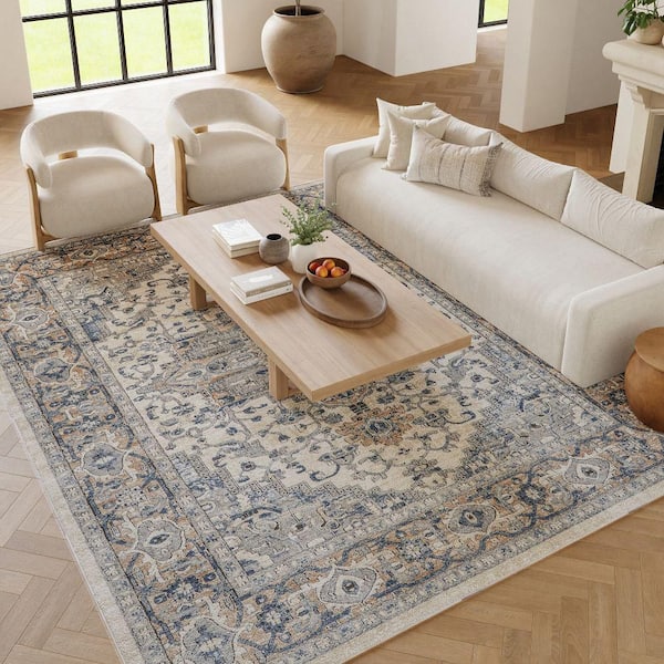 Nourison Concerto Ivory/Grey 7 ft. x 10 ft. Center medallion Traditional  Area Rug 077752 - The Home Depot