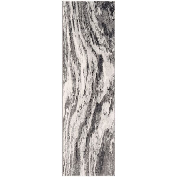 Evoke 2 ft. x 7 ft. Ivory/Gray Abstract Granite Runner Rug