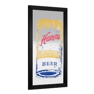 Hamm's Can 26 in. W x 15 in. H Wood Black Framed Mirror